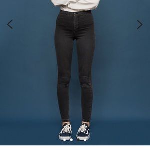 Topshop high waisted washed black jeans size 26